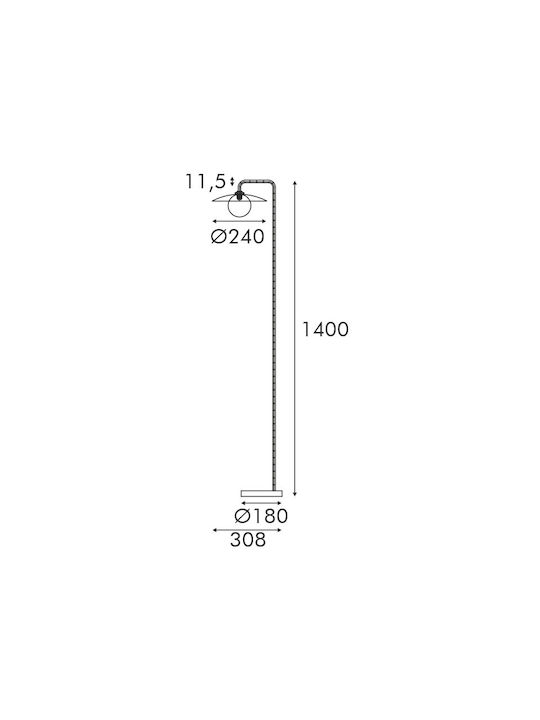 Aca Floor Lamp with Socket for Bulb G9 Gold