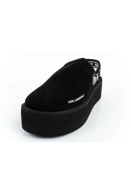 Suede Mules with Low Heel in Black Color