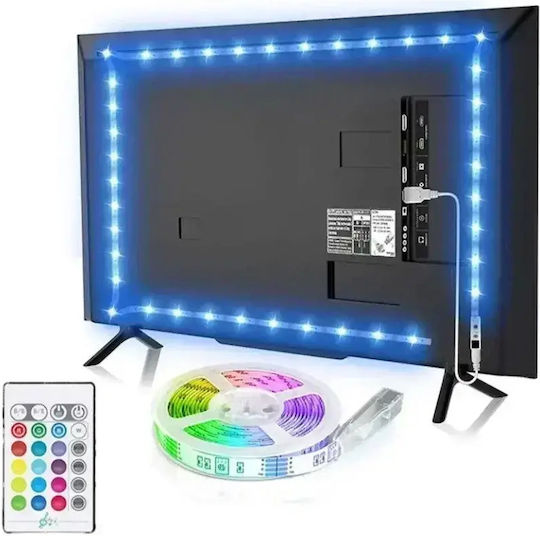 Andowl Ταινία LED Τηλεόρασης USB 5V RGB Φως 2m Τύπου SMD5050 με Τροφοδοτικό & Τηλεχειριστήριο