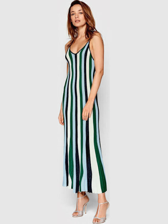 Ferroty Summer Midi Knitted Dress Blue/Green/White