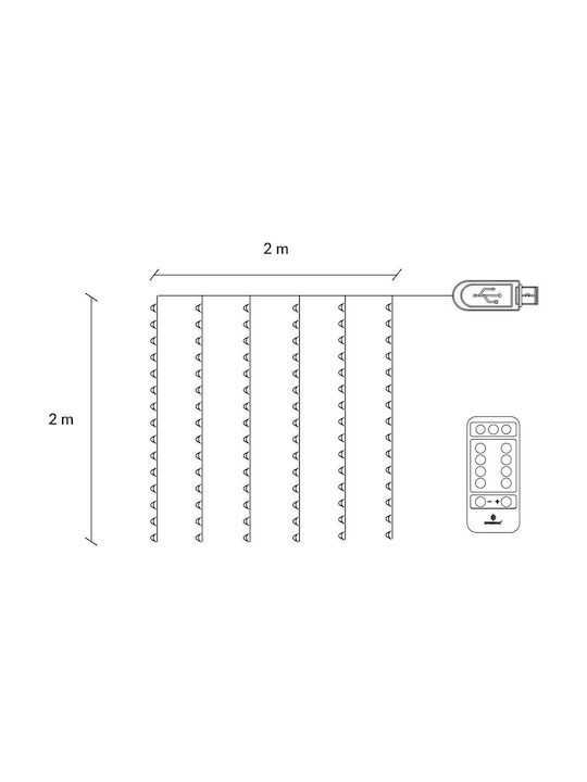 200 Lights LED 2m. x 200cm Warm White USB type Curtain 10pcs