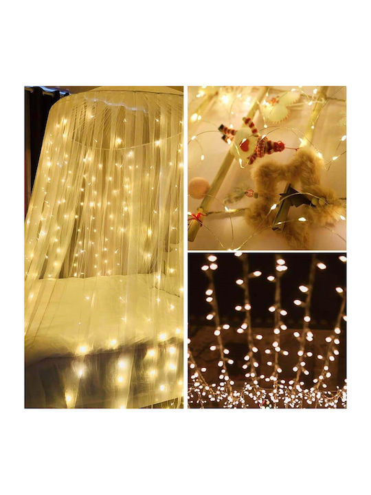 200 Lights LED 2m. x 200cm Warm White USB type Curtain 10pcs