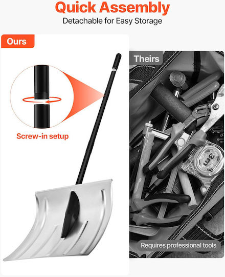 Vevor Snow Shovel Road 40cm Wide Snow Shovel Aluminum Alloy Handle Anti-Slip Surface High Capacity Snow Shovels Detachable Lightweight Snow Removal Tool Garden Car Camping Outdoor Spaces
