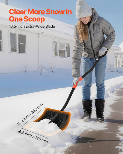 Vevor Schneeschaufel Straßen Schneeschaufel Mit 42 Cm Breite D-Form Griff Aluminiumblatt Große Kapazitäts Schneeschaufeln Leichtes Werkzeug zur Schneeräumung Garten Auto Camping Outdoor