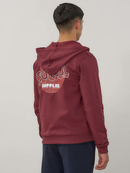Men's Fleece Cardigan with Hood Bordeaux