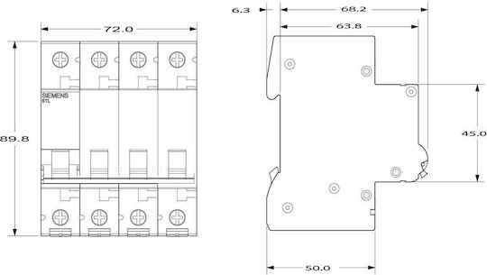 Siemens Μεταγωγικός Διακόπτης Ράγας 400V 63A