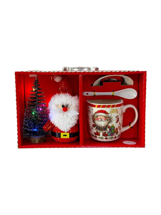 Velve Ornament de masă de Crăciun Cană Ceramic Roșu L89xW29xD17cm.
