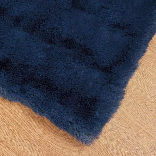 vidaXL Κουβέρτα Γούνινη Μονή 150x220εκ. Θαλασσί Μπλε