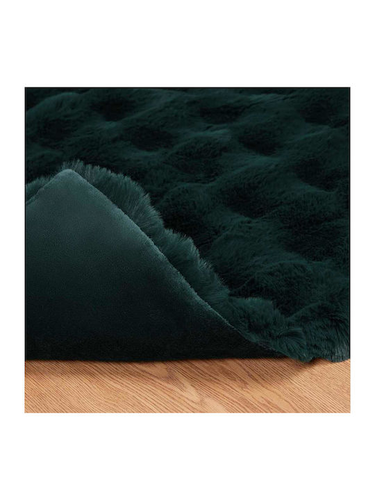 vidaXL Furry Single Blanket 150x220cm Dark Green