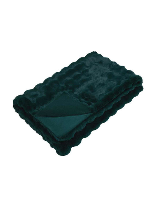 vidaXL Furry Sofa Blanket 130x150cm Dark Green