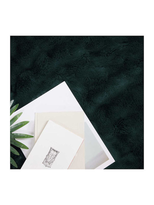 vidaXL Furry Single Blanket 150x220cm Dark Green