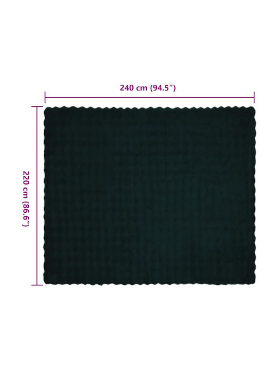 vidaXL Furry Double Bed Blanket 220x240cm Dark Green