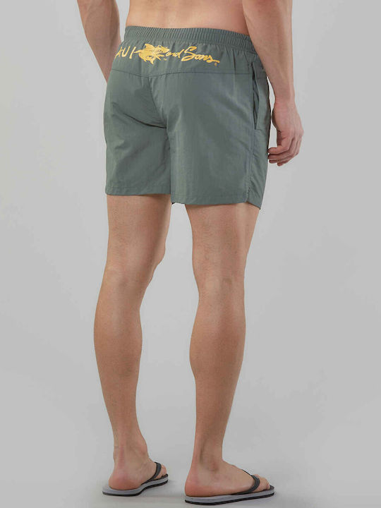 Big Shark Men's Swimwear Shorts Green with Patterns