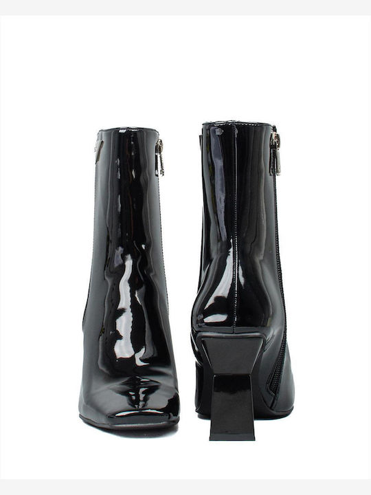 Marthe Women's Patent Leather Ankle Boots with High Heel Black