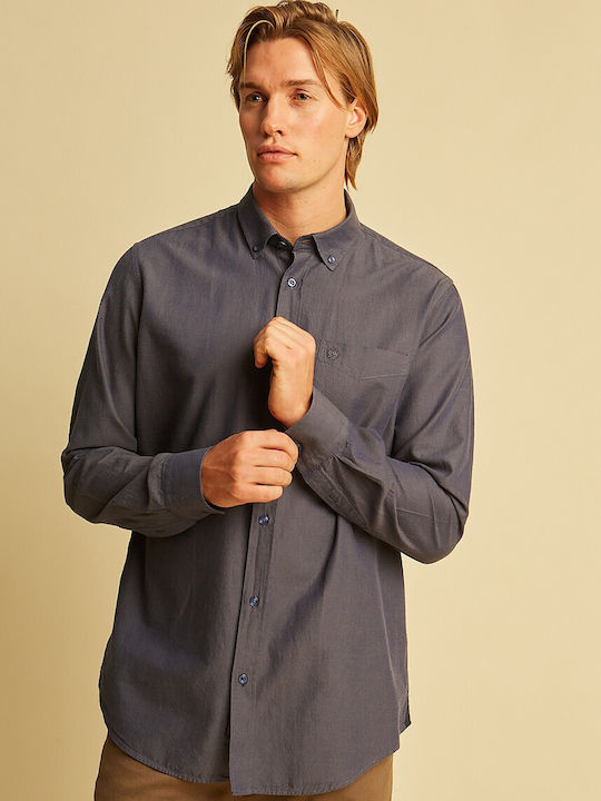 Long Sleeve Cotton Shirt in Regular Fit Anthracite