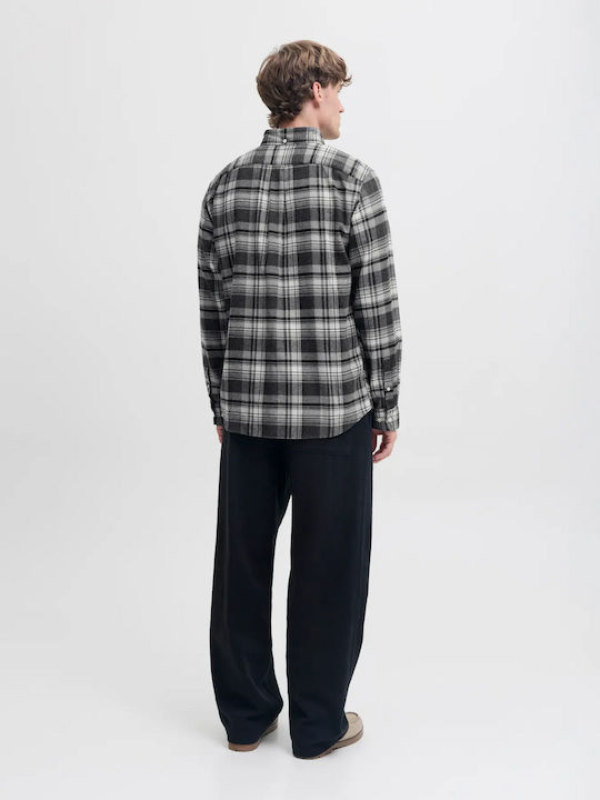 Langärmlig Flanell Hemd Geprüft Charcoal Gray