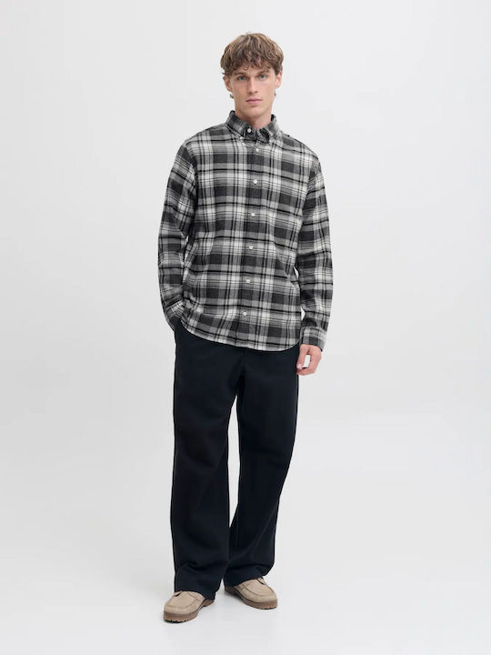 Langärmlig Flanell Hemd Geprüft Charcoal Gray