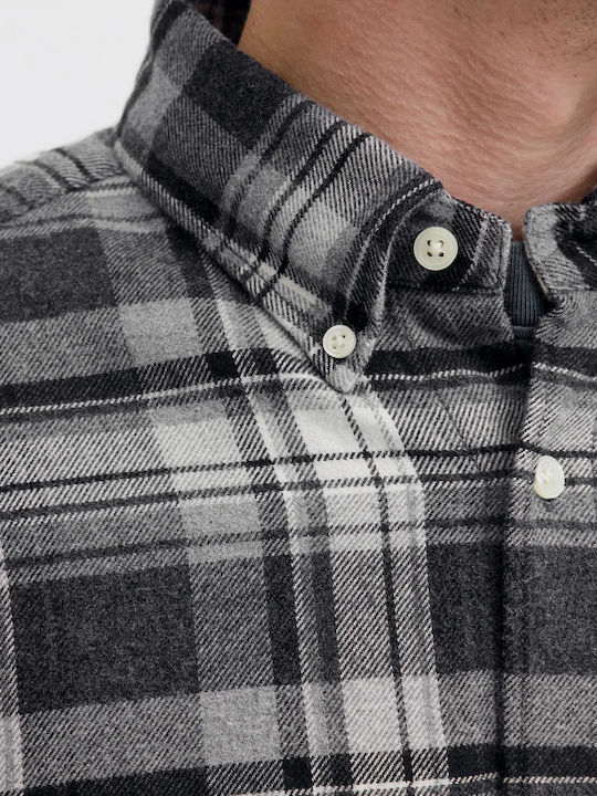 Langärmlig Flanell Hemd Geprüft Charcoal Gray