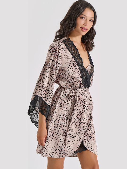 Milena by Paris Χειμερινή Γυναικεία Ρόμπα Animal Print