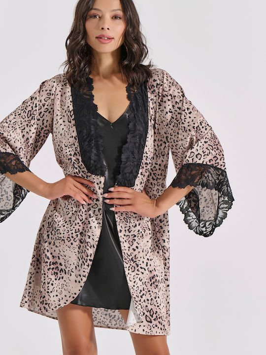 Milena by Paris Χειμερινή Γυναικεία Ρόμπα Animal Print