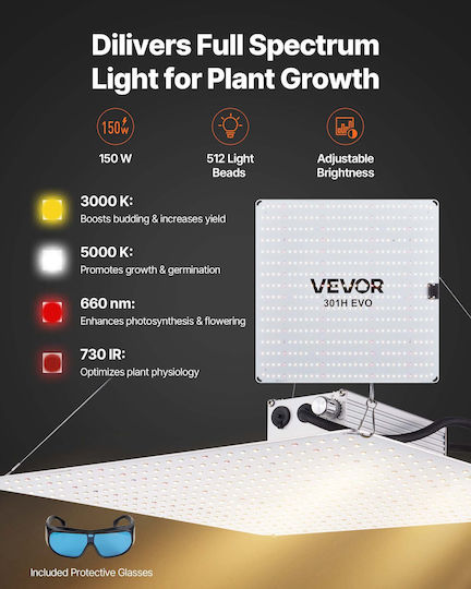 Vevor Grow Light με LED Μ80xΒ80εκ.