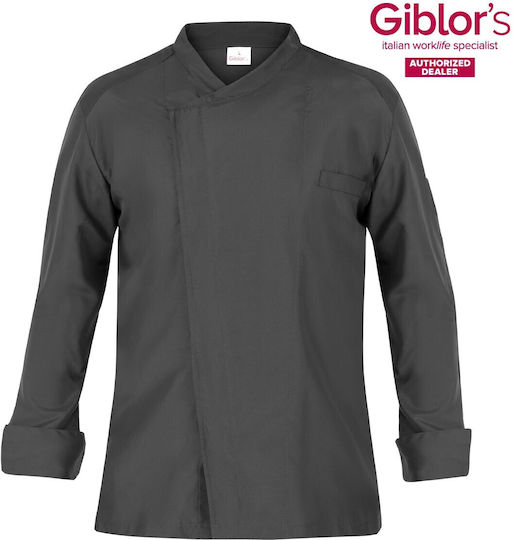 Giblor's Σακάκι Σεφ Γκρι με Μακρύ Μανίκι