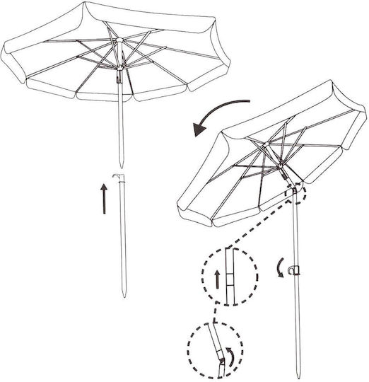 Umbrelă Pliabilă Plajă Diametru 1.8m Albastră