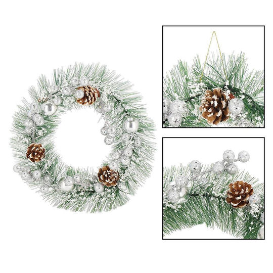 Weihnachtsdekoration Kunststoff Kranz Beleuchtet mit Durchmesser 24cm.