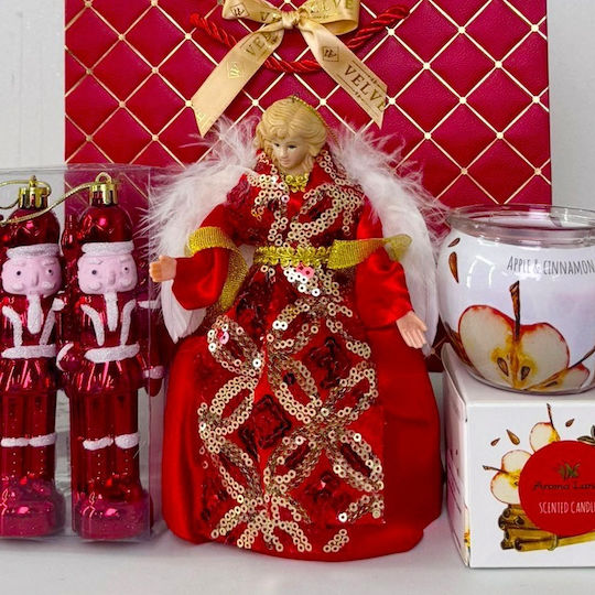 Pachet De Bucurie De Crăciun Set Înger Decorativ Ornamente Pentru Brad De Crăciun Spargător De Nuci Lumânare Parfumată În Sac Cadou