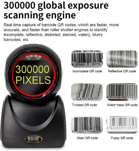 Bisutime Bisutime Scanner Παρουσίασης Ενσύρματο με Δυνατότητα Ανάγνωσης 2D και QR Barcodes