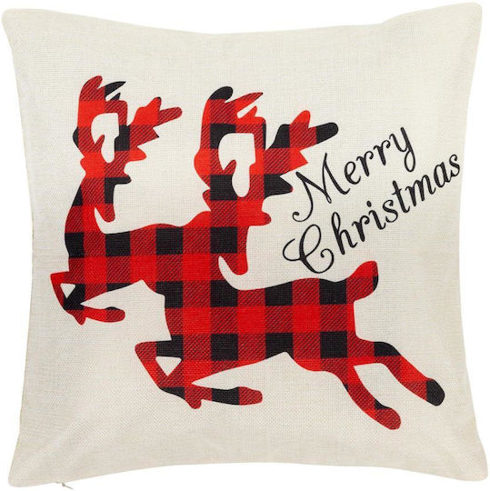 Set 4 Decorative Pillow Covers 40x40 Cm Christmas Motifs White Red