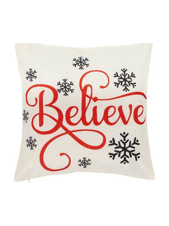 Set 4 Huse Decorative Pentru Perne 40x40 Cm Motive De Crăciun Roșii Albe