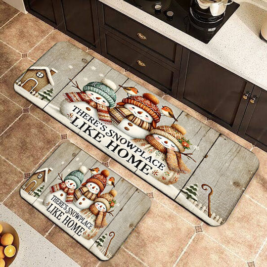 Set of 2 Non-Slip Kitchen Mats 160x50cm & 80x50cm Noel-021