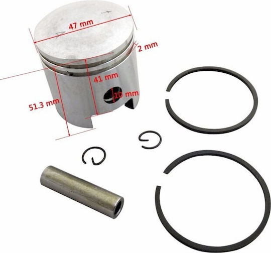 Kit Piston Motor Bicicletă 80cc Diametru 47mm Bolt 10mm