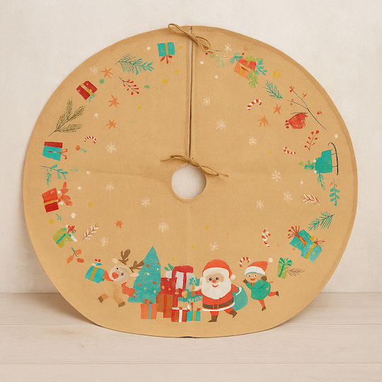 Weihnachtsbaumrock aus Polyester Beige Ψάθινη Φ90εκ.
