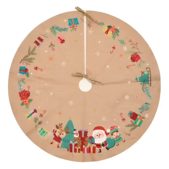 Weihnachtsbaumrock aus Polyester Beige Ψάθινη Φ90εκ.