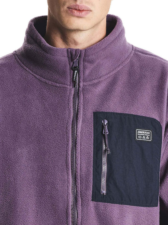 Men's Fleece Cardigan Purple