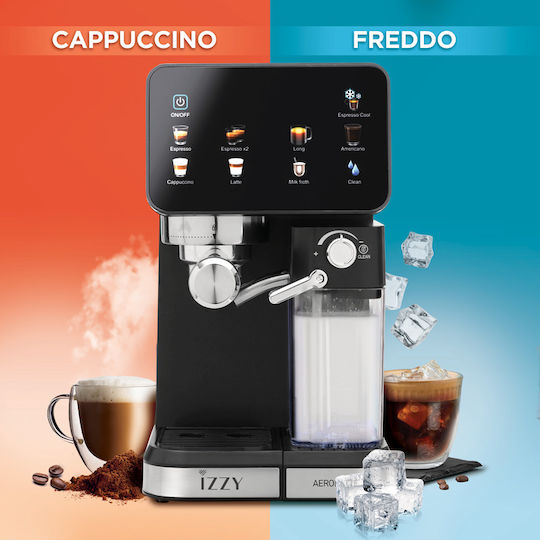Izzy IZ-6020 Espresso Machine 1450W 20bar Pressure for Cappuccino Black 224795