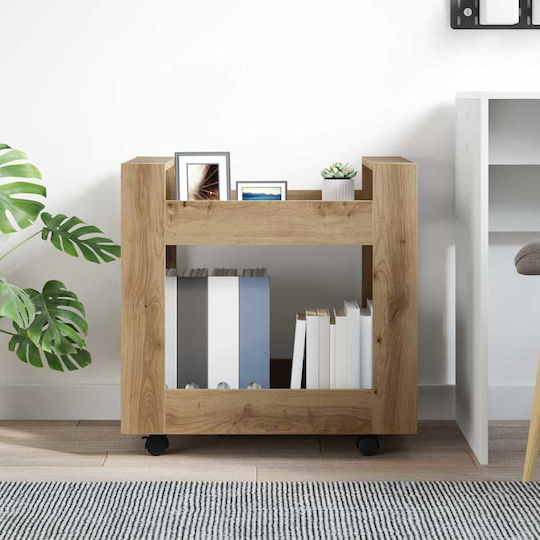 Cabinet De Birou Din Lemn Cu Roți Nuanță De Stejar Artisan 60x45x60cm