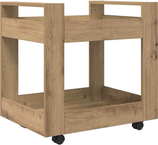 Cabinet De Birou Din Lemn Cu Roți Nuanță De Stejar Artisan 60x45x60cm