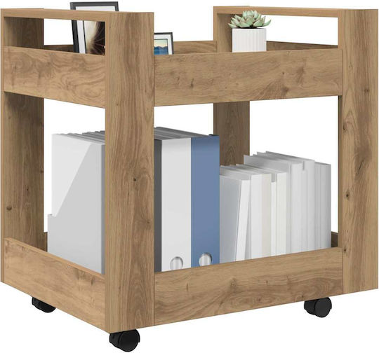 Cabinet De Birou Din Lemn Cu Roți Nuanță De Stejar Artisan 60x45x60cm