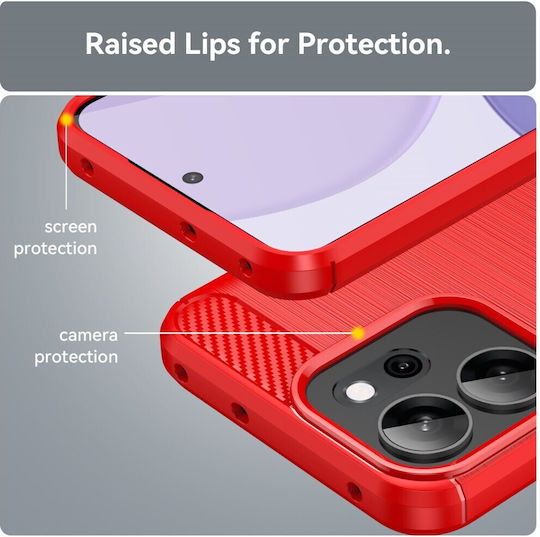 Carbon Fiber Back Cover Silicone Red (Oppo Reno14F)