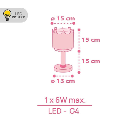 Ango LED Детско Декоративно Осветително Тяло Little Queen Розово 30x15см
