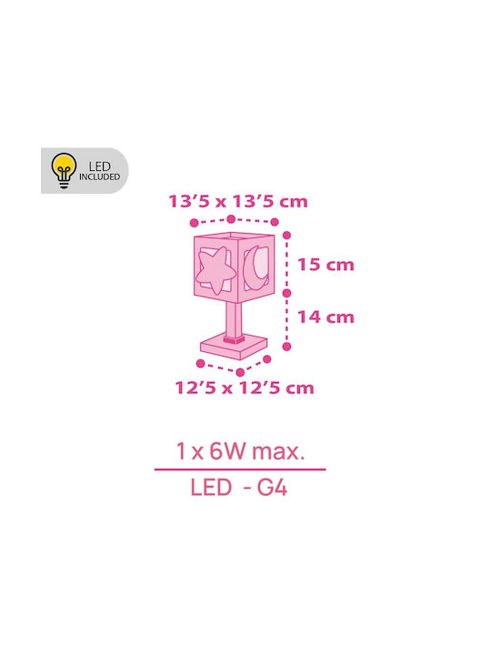 Ango LED Детско Декоративно Осветление Розов 29x13.5см