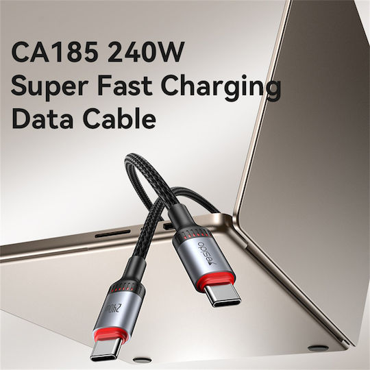 Yesido Braided USB 2.0 Cable USB-C male - USB-C 240W Black 1.2m