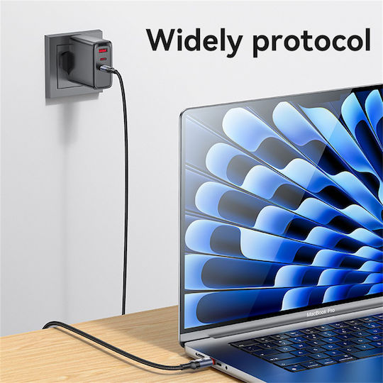 Yesido Braided USB 2.0 Cable USB-C male - USB-C 240W Black 2m
