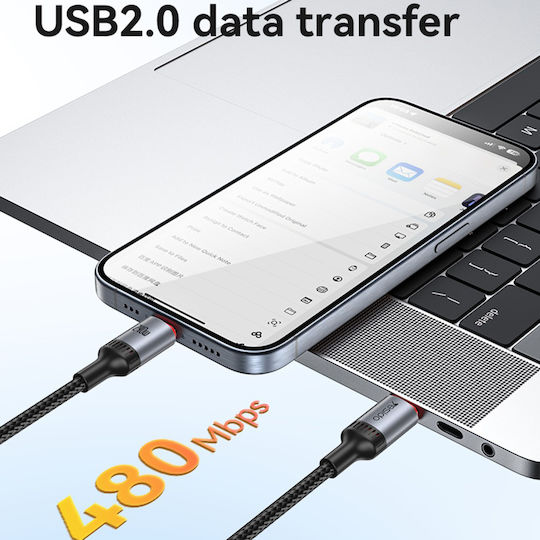 Yesido Braided USB 2.0 Cable USB-C male - USB-C 240W Black 1.2m