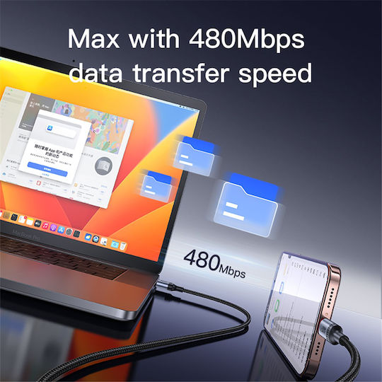 Yesido USB 2.0 Cable USB-C male - USB-C 60W Μαύρο 1.2m