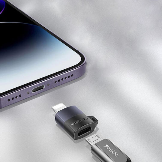 Yesido Converter micro USB male to Lightning female Gray 1pcs
