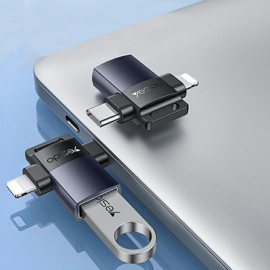 Yesido Converter USB-C male to Lightning female Gray 1pcs